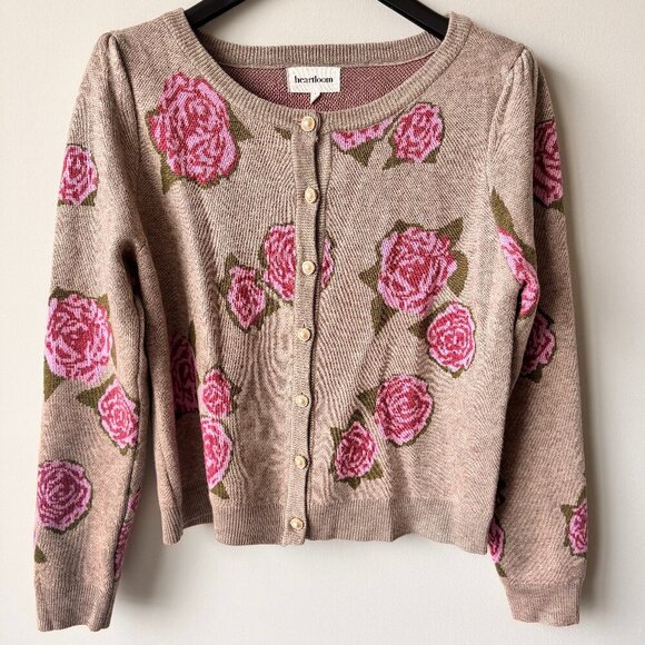 Anthropologie Heartloom Charla Rose Floral Cardigan Sweater - Picture 1 of 9